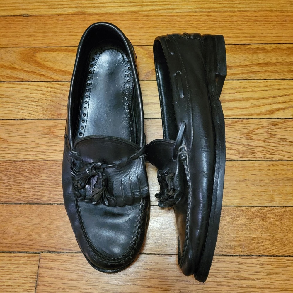 Allen Edmonds 10 Black Leather Loafers Dress Shoes Business Tassel Kiltie